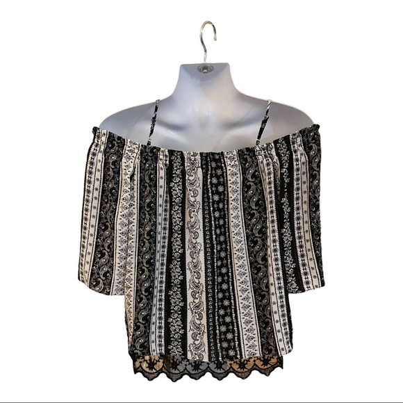 Iz Byer Tops - Black And White Layered Blouse